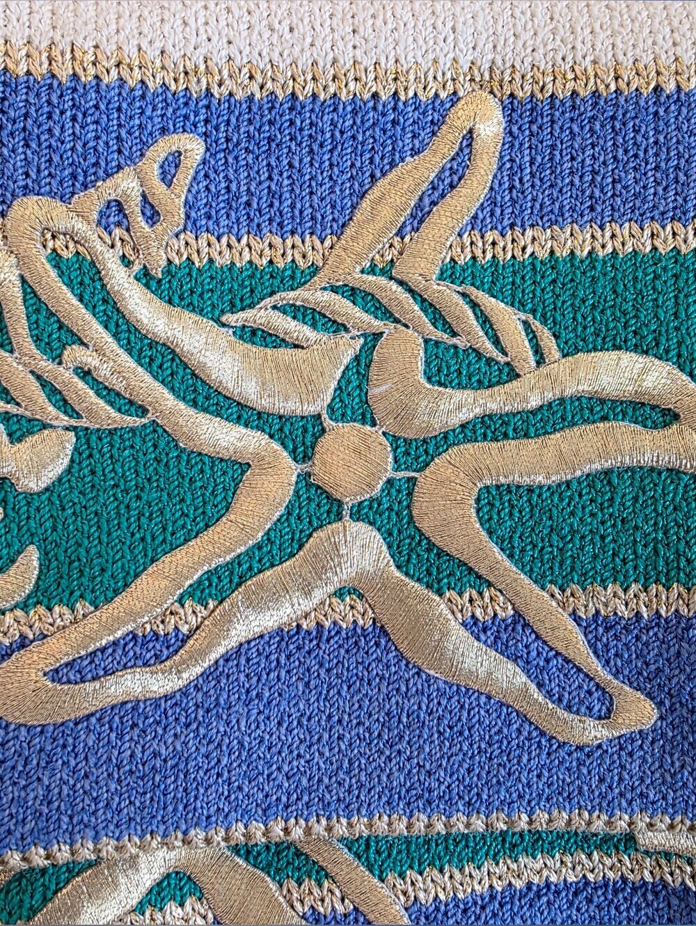 St John Marie Gray Vintage Santana Knit Nautical Cardigan Starfish Size 4 - Picture 9 of 11